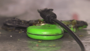 Image of melted fidget spinner that caught on fire