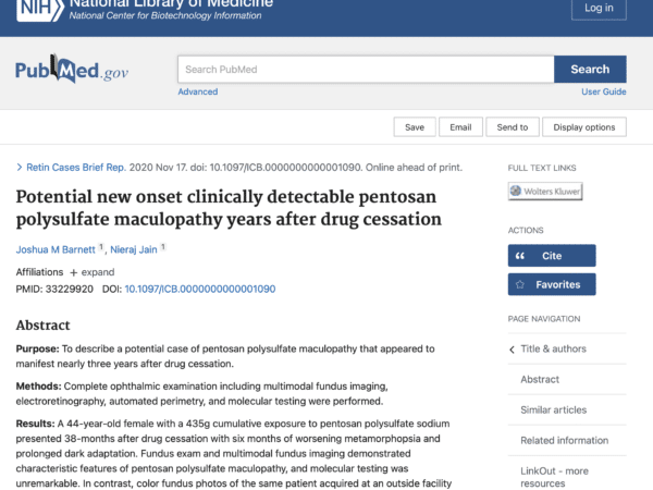 pentosan polysulfate maculopathy - elmiron eye damage reported